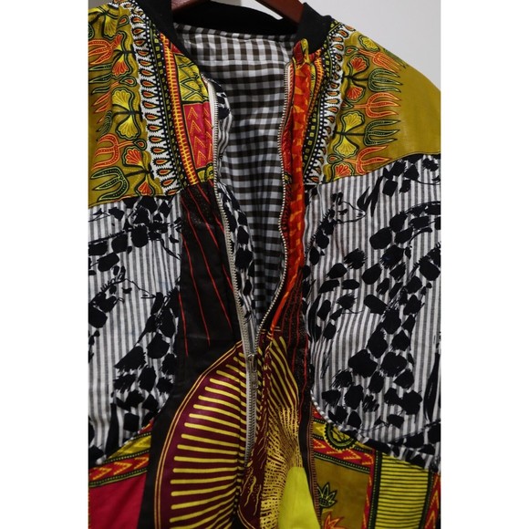 RARE Handmade Custom Mens M Puffer Jacket Muiltcolor Africa Patchwork - Picture 4 of 10